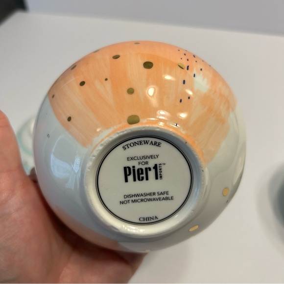 NWT Pier 1 imports Set Of 4 Ice Cream Dessert Sauce Stoneware Ceramic Bowls - Picture 3 of 7